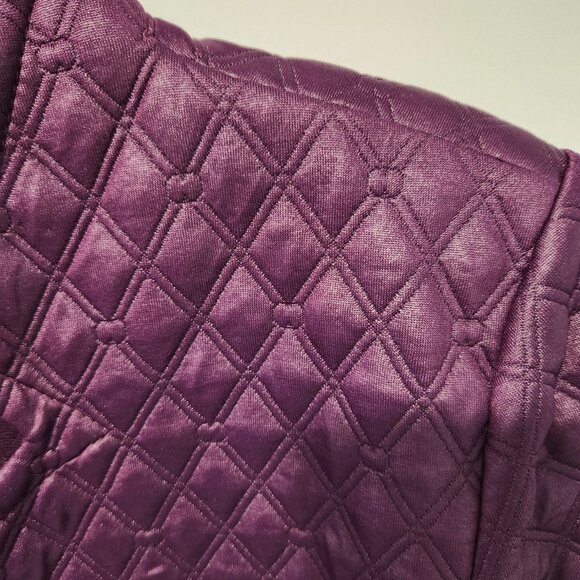 Carole Wren 3/4 Sleeve Open Front Quilted Purple Long Duster Jacket - Large - Picture 7 of 10